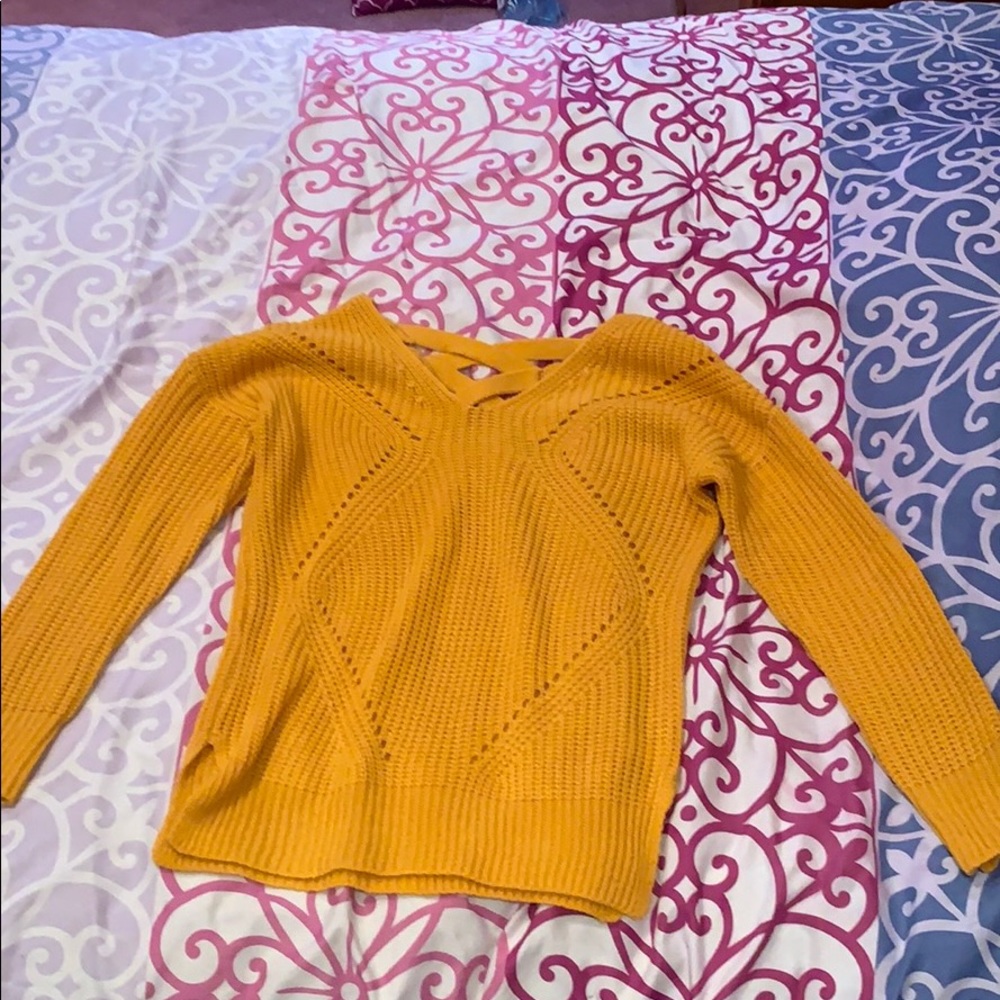 Yellow Sweater with CrissCross detail